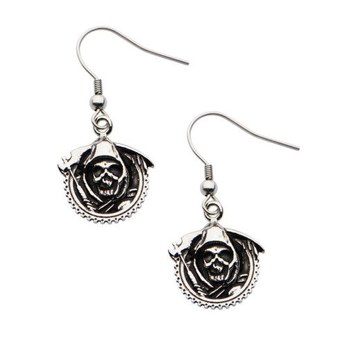 Sons of Anarchy Reaper Dangle Earrings in Silver