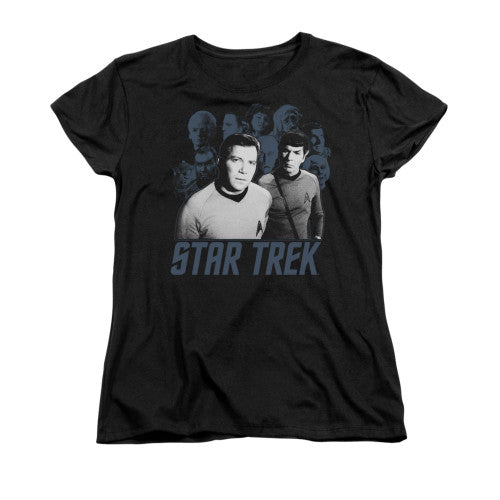 Star Trek Kirk Spock and Group Ladies T-Shirt