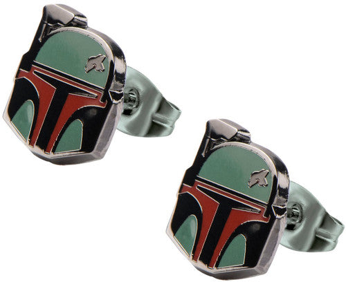 Star Wars Boba Fett Helmet Enamel Stud Earrings