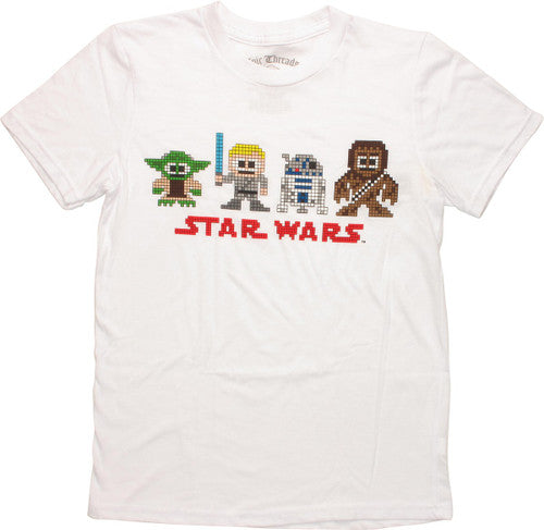 Star Wars Pixel Line Up White Youth T-Shirt