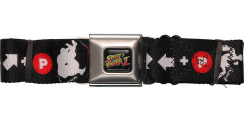 Street Fighter Special Moves Wrap Seatbelt Belt in Black