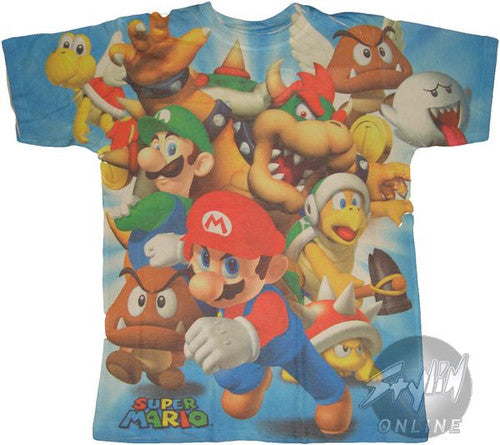 Super Mario 3D Group T-Shirt Photo Sheer