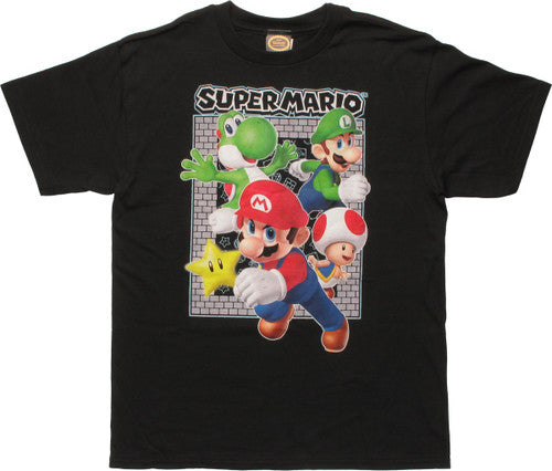 Super Mario Gang Brick Frame Youth T-Shirt