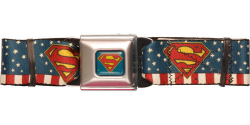 Superman Shield Americana Seatbelt Belt in Red