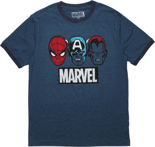 Avengers Hero Heads Marvel Name Ringer T-Shirt