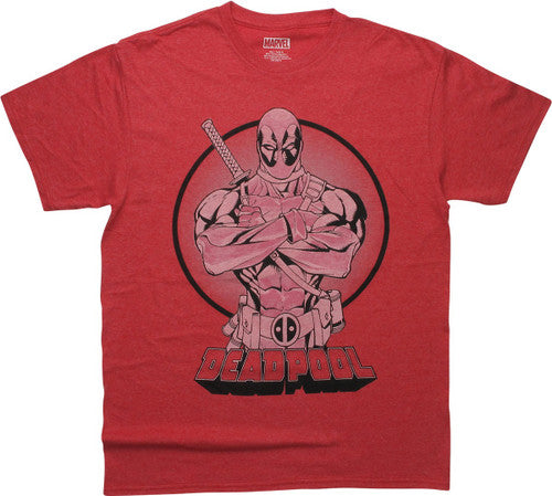 Deadpool Arms Crossed Heathered Red T-Shirt