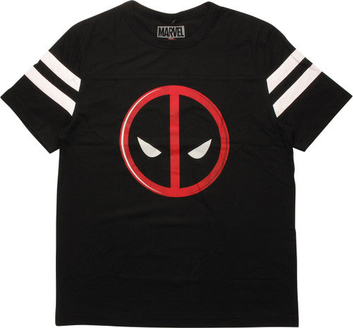 Deadpool Logo Striped Sleeve Varsity Jersey Shirt