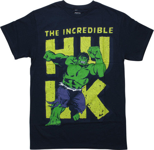 Incredible Hulk Fists Distressed Navy Blue T-Shirt