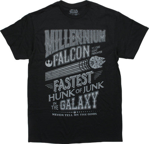 Star Wars Millennium Falcon Fastest Black T-Shirt