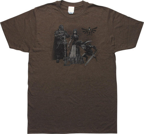 Zelda Twilight Princess Characters Brown T-Shirt