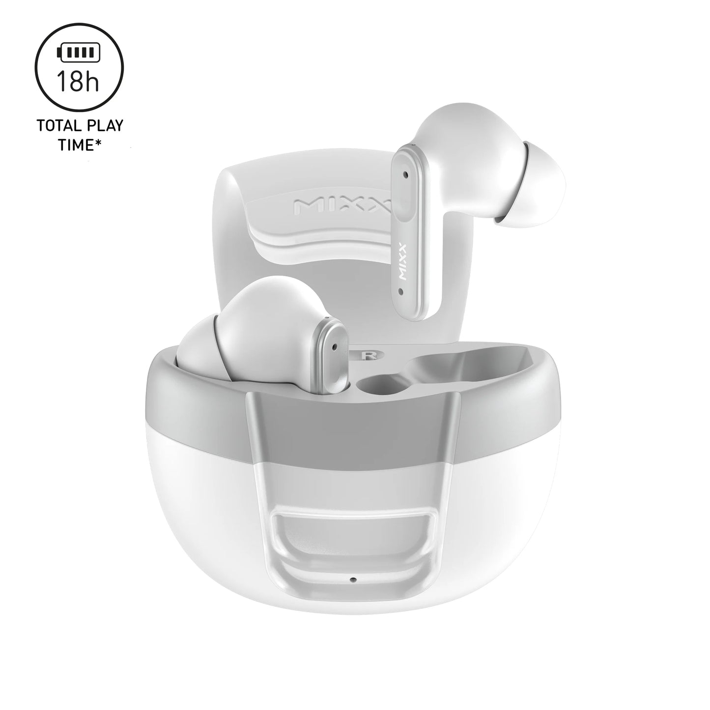 Mixx StreamBuds Solo 3 True Wireless Earphones, Charge Case, and Touch Sensor Controls White