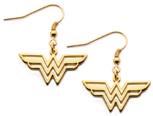 Wonder Woman Logo Gold Dangle Earrings