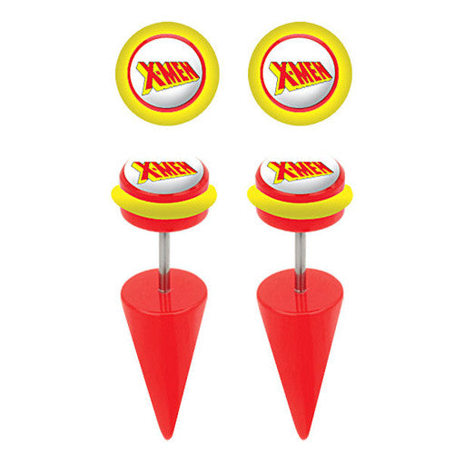 X Men Faux Taper Earrings in Red