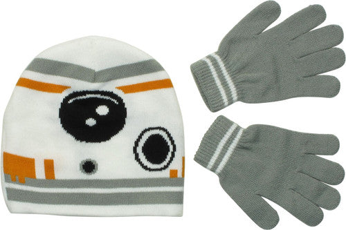 Star Wars BB-8 Dome Youth Beanie Hat Gloves Set in White