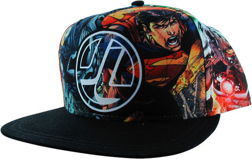 Justice League JL Heroes Panel Snapback Youth Hat in Green