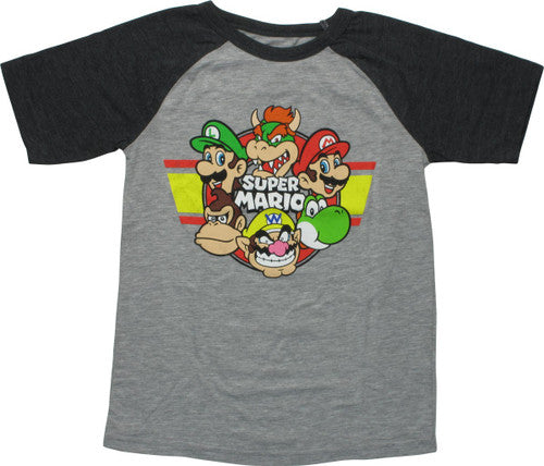 Super Mario Heroes Enemies Raglan Youth T-Shirt