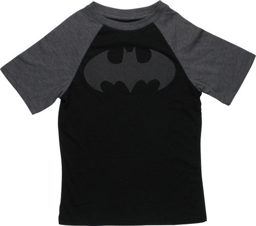 Batman Textured Logo Gray and Black Youth T-Shirt