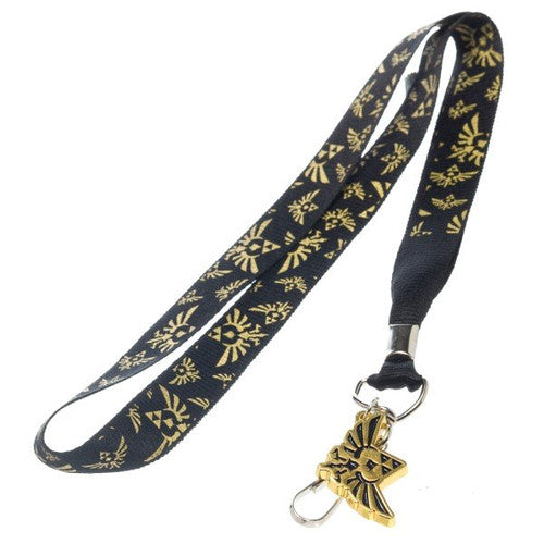 Zelda Crest Collage Metal Charm Lanyard in Black